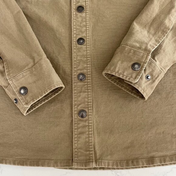 The B.C. Clothing Co Heritage Snap Up Collared Neutral Cotton Shirt Jacket Tan S - Picture 4 of 11